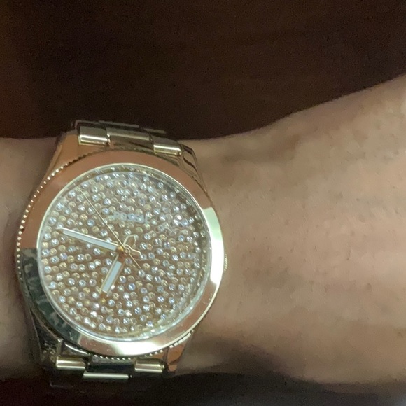 Unisex Gold Fossil Watch with Silver and Gold Bling Watch Face - Picture 8 of 9